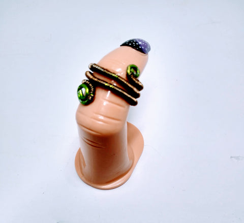 Green/Copper Coil Ring
